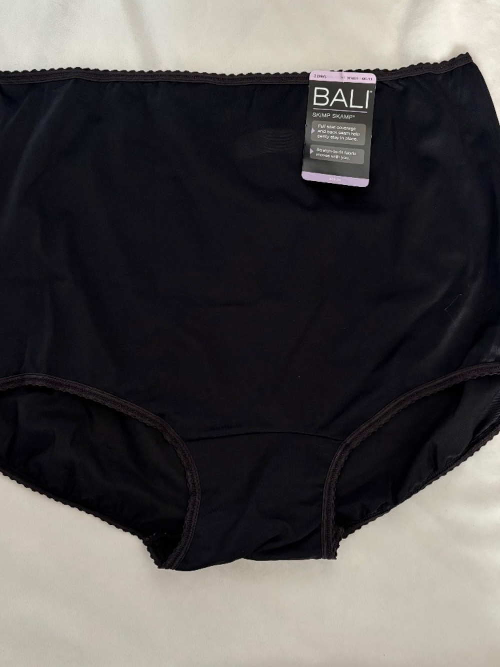 Bali Panties Skimp Skamp Solid Black Brief Panty Women's Plus Size 4X NWT
